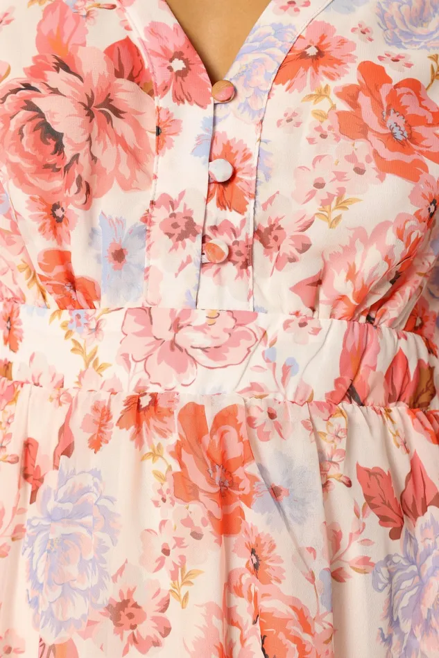 Petal and Pup Hattie Long Sleeve Mini Dress Pink Floral Women Long Sleeve Dresses