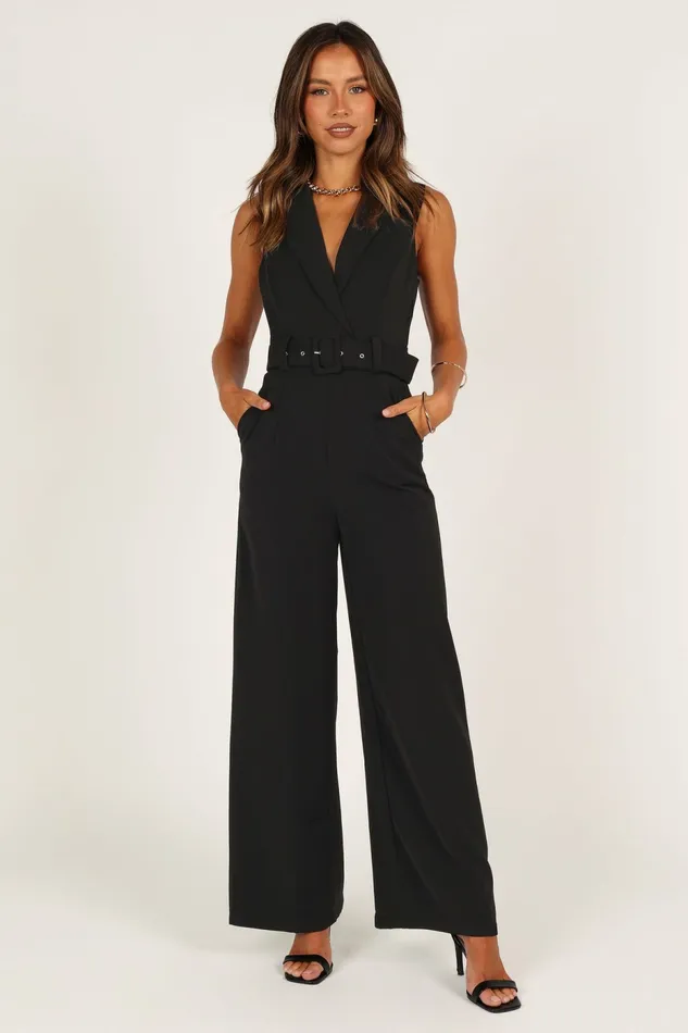 Petal and Pup Jumpsuits and Rompers Women Sienna Belted Jumpsuit Black