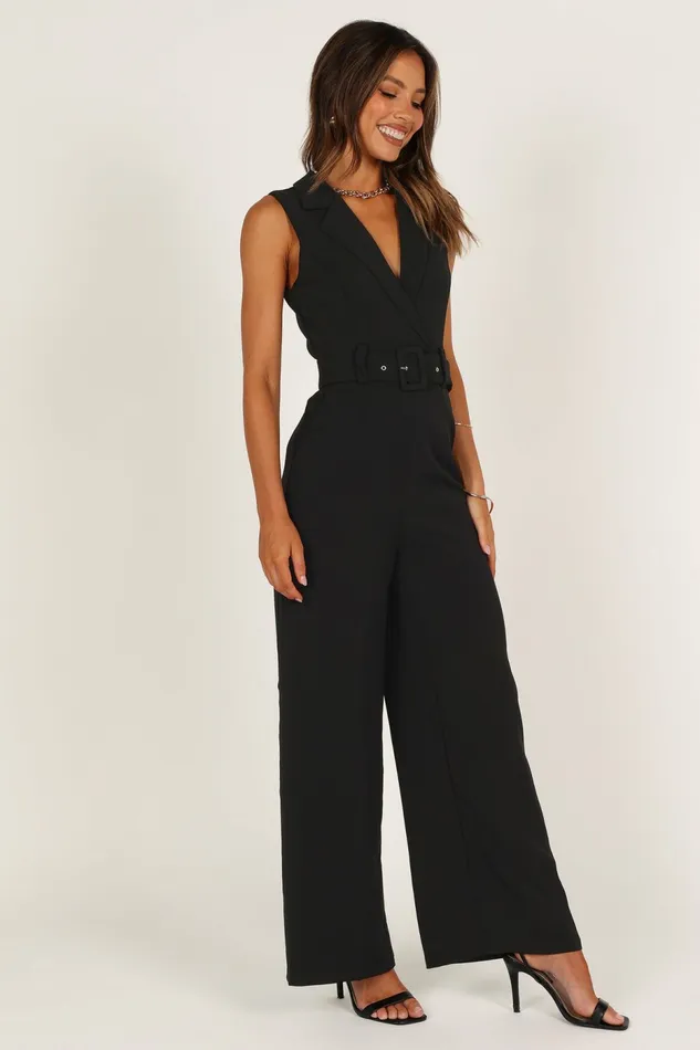 Petal and Pup Jumpsuits and Rompers Women Sienna Belted Jumpsuit Black