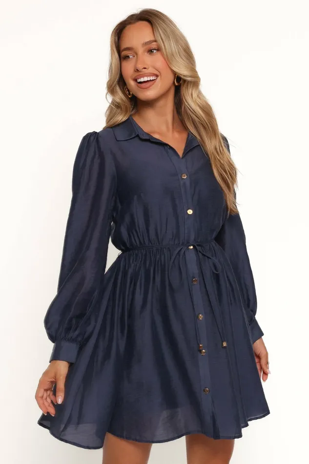 Petal and Pup Long Sleeve Dresses Women Everett Long Sleeve Mini Dress Navy