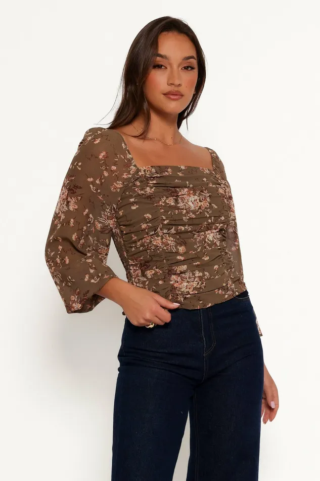 Petal and Pup Maia Top Olive Floral Women Tops