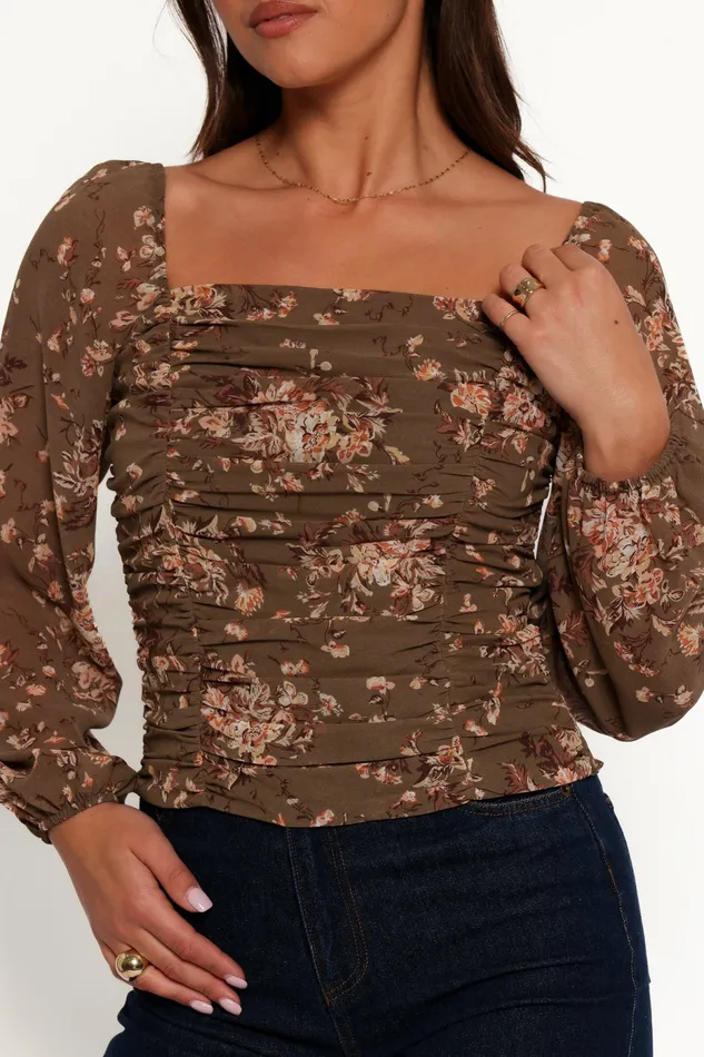 Petal and Pup Maia Top Olive Floral Women Tops