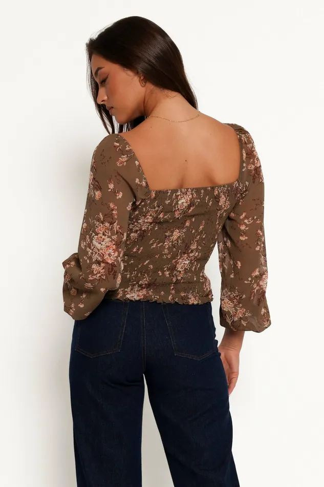 Petal and Pup Maia Top Olive Floral Women Tops