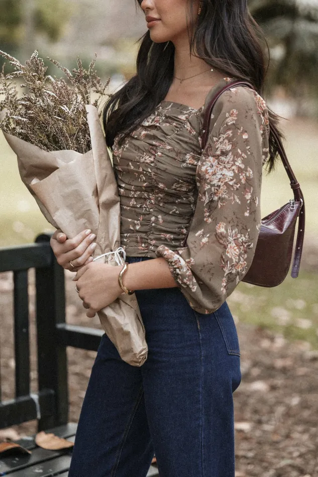 Petal and Pup Maia Top Olive Floral Women Tops