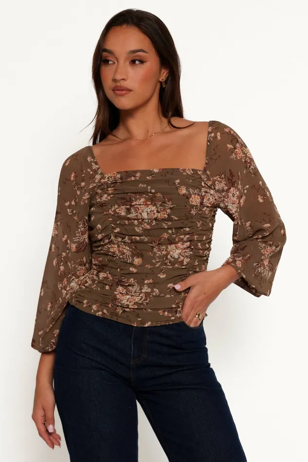 Petal and Pup Maia Top Olive Floral Women Tops
