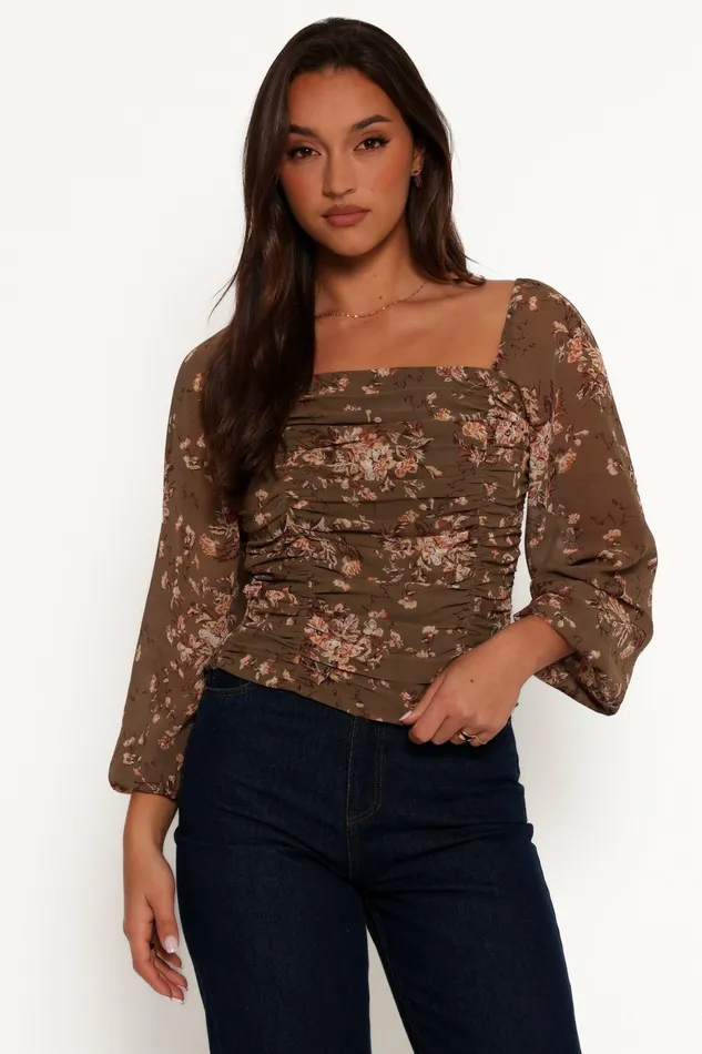 Petal and Pup Maia Top Olive Floral Women Tops