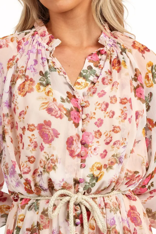 Petal and Pup Micah Long Sleeve Midi Dress Blush Women Long Sleeve Dresses