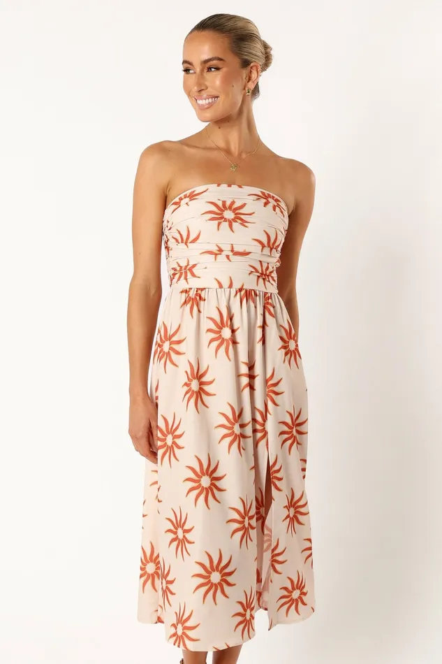 Petal and Pup Ryder Strapless Midi Dress Soleil Women Strapless Dresses