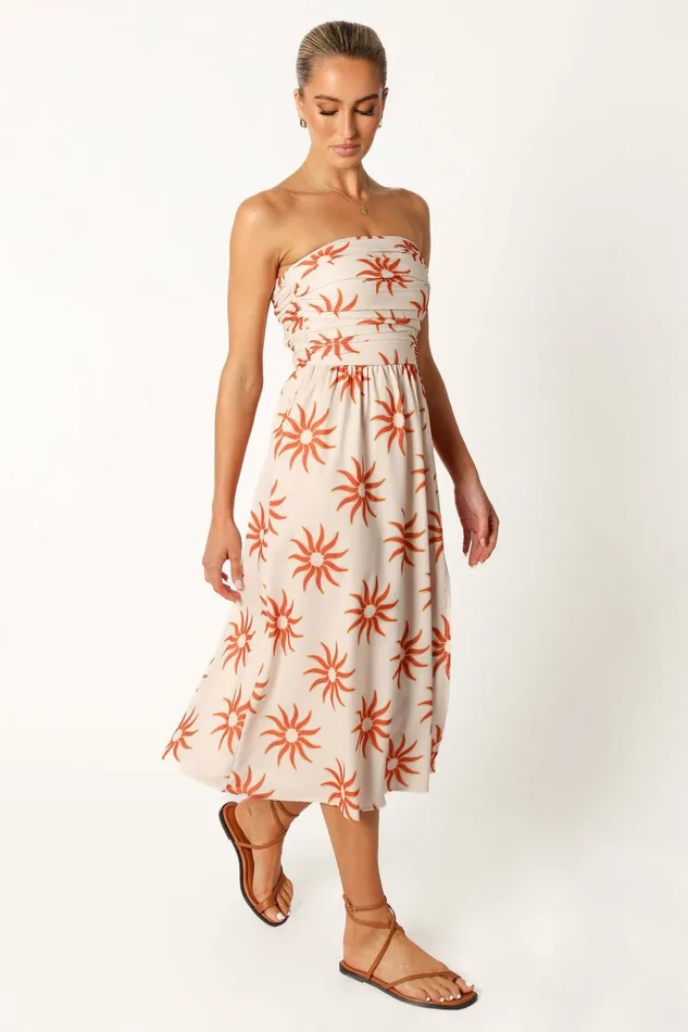 Petal and Pup Ryder Strapless Midi Dress Soleil Women Strapless Dresses
