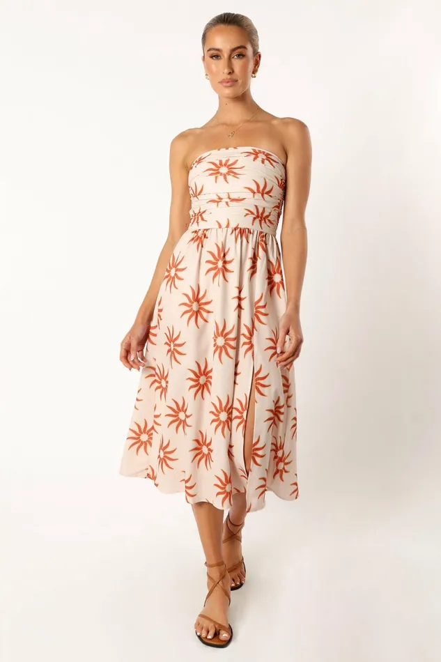 Petal and Pup Ryder Strapless Midi Dress Soleil Women Strapless Dresses