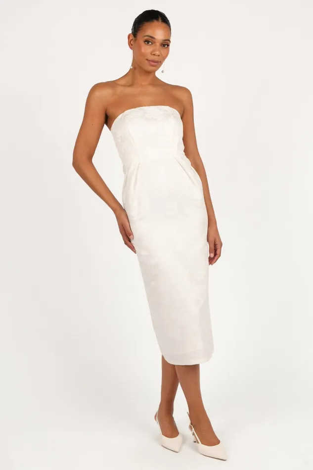 Petal and Pup Strapless Dresses Women Avah Strapless Midi Dress White