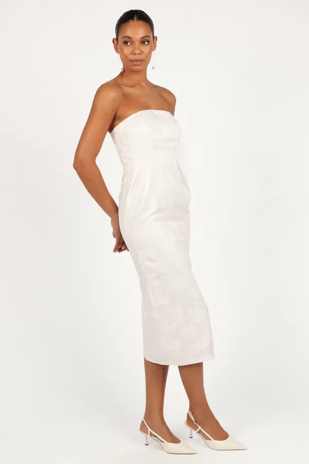 Petal and Pup Strapless Dresses Women Avah Strapless Midi Dress White