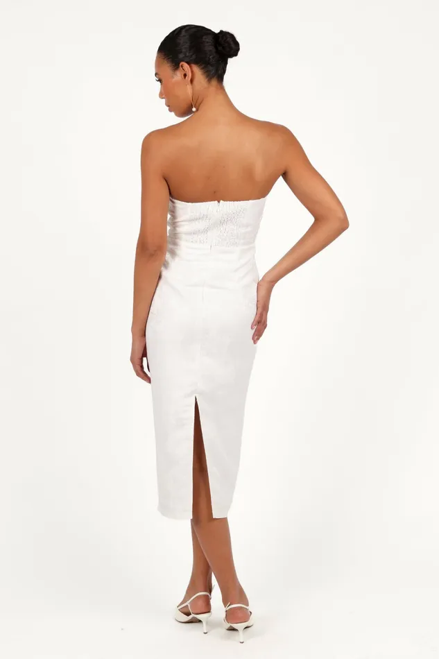 Petal and Pup Strapless Dresses Women Avah Strapless Midi Dress White