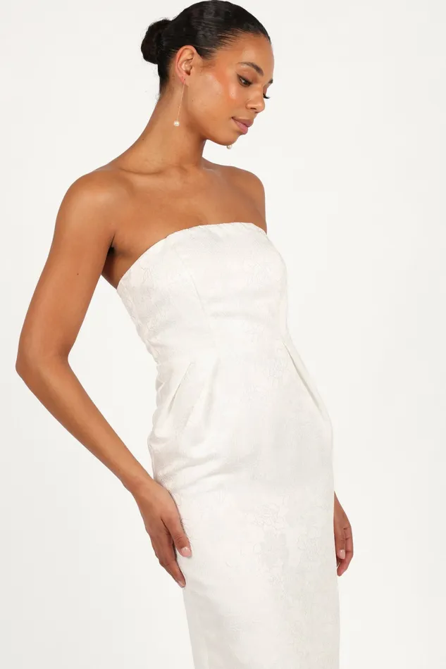 Petal and Pup Strapless Dresses Women Avah Strapless Midi Dress White