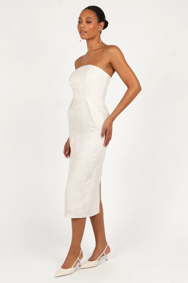 Petal and Pup Strapless Dresses Women Avah Strapless Midi Dress White