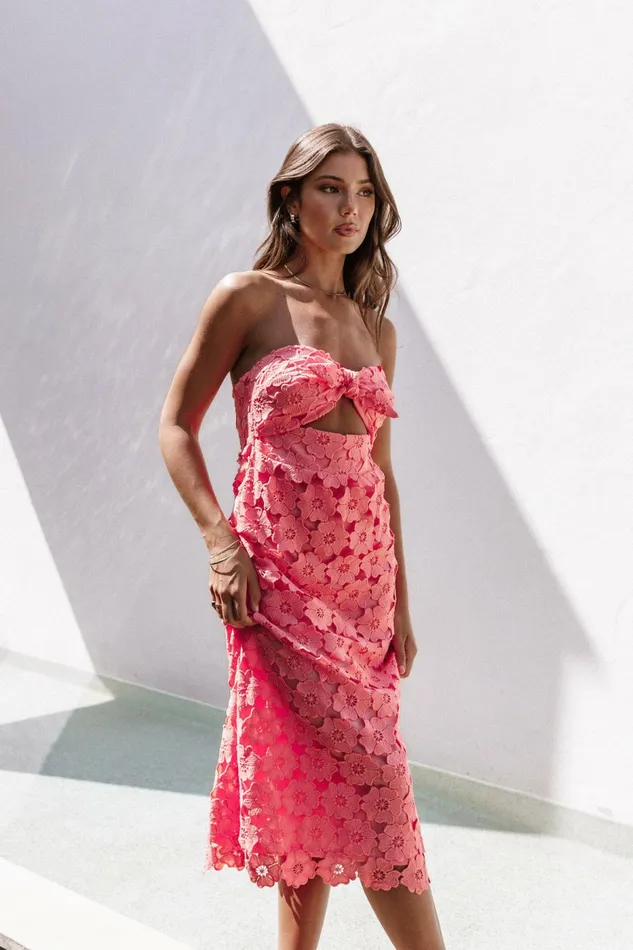 Petal and Pup Strapless Dresses Women Tyler Strapless Midi Dress Watermelon