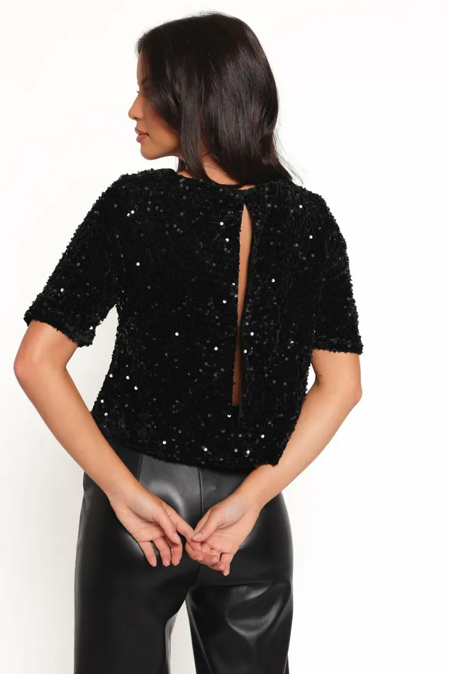 Petal and Pup Tops Women Celesti Sequin Top Black