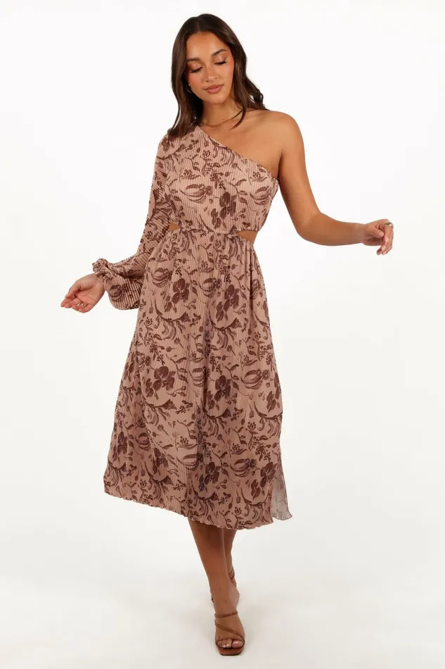 Petal and Pup Wren One Shoulder Midi Dress Wild Orchid Women Long Sleeve Dresses