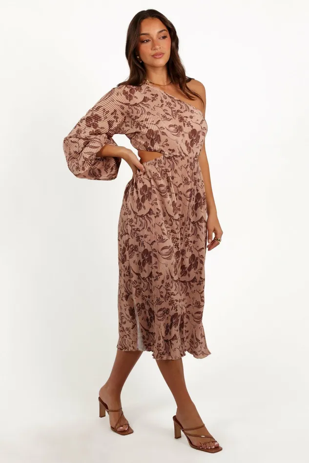 Petal and Pup Wren One Shoulder Midi Dress Wild Orchid Women Long Sleeve Dresses