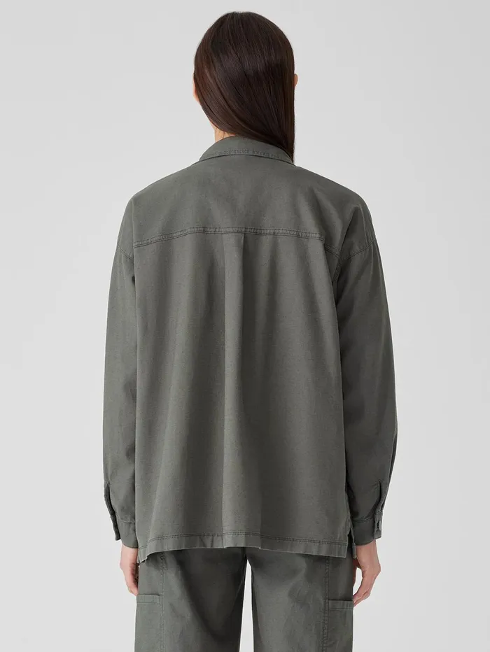 Petite Women Eileen Fisher Cotton Hemp Stretch Shirt Jacket Briar