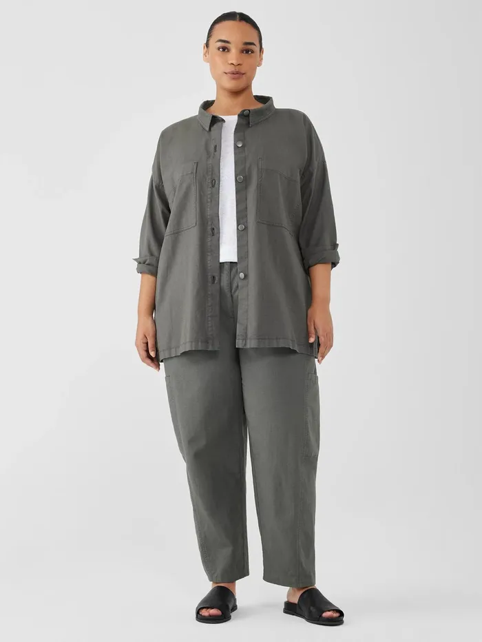 Petite Women Eileen Fisher Cotton Hemp Stretch Shirt Jacket Briar