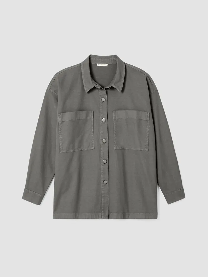 Petite Women Eileen Fisher Cotton Hemp Stretch Shirt Jacket Briar