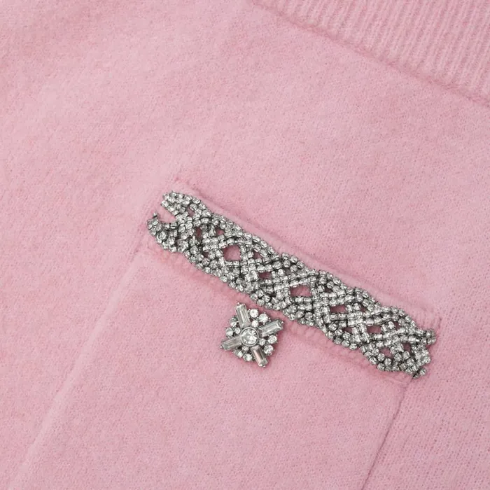Pink Embellished Knit Midi Skirt Women Self Portrait Knitwear Pink Embellished Knit Midi Skirt Women Self Portrait Knitwear