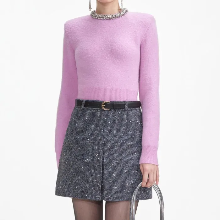 Pink Embellished Knit Top Women Self Portrait Tops Pink Embellished Knit Top Women Self Portrait Tops