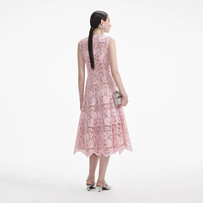 Pink Flower Lace Midi Dress Women Self Portrait Dresses Pink Flower Lace Midi Dress Women Self Portrait Dresses