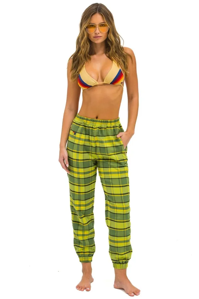 Plaid Lodge Pant 8211 Avocado Plaid Women Aviator Nation Sweatpants