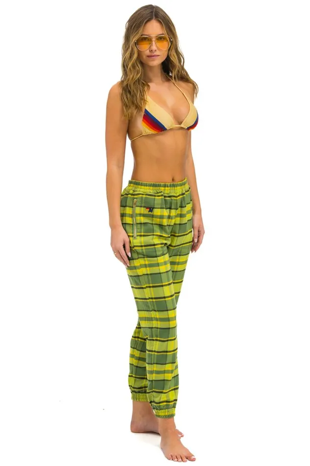 Plaid Lodge Pant 8211 Avocado Plaid Women Aviator Nation Sweatpants