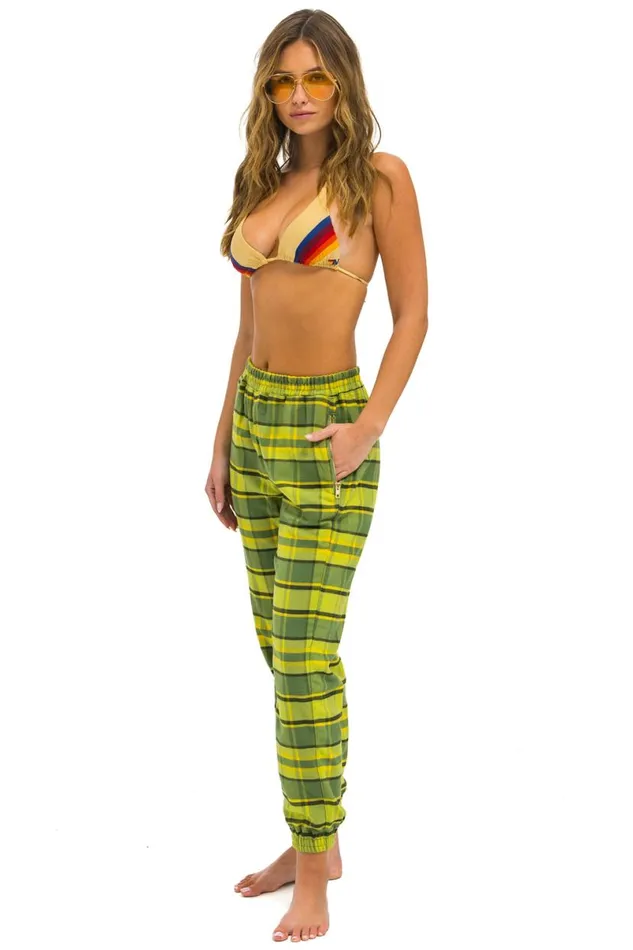 Plaid Lodge Pant 8211 Avocado Plaid Women Aviator Nation Sweatpants