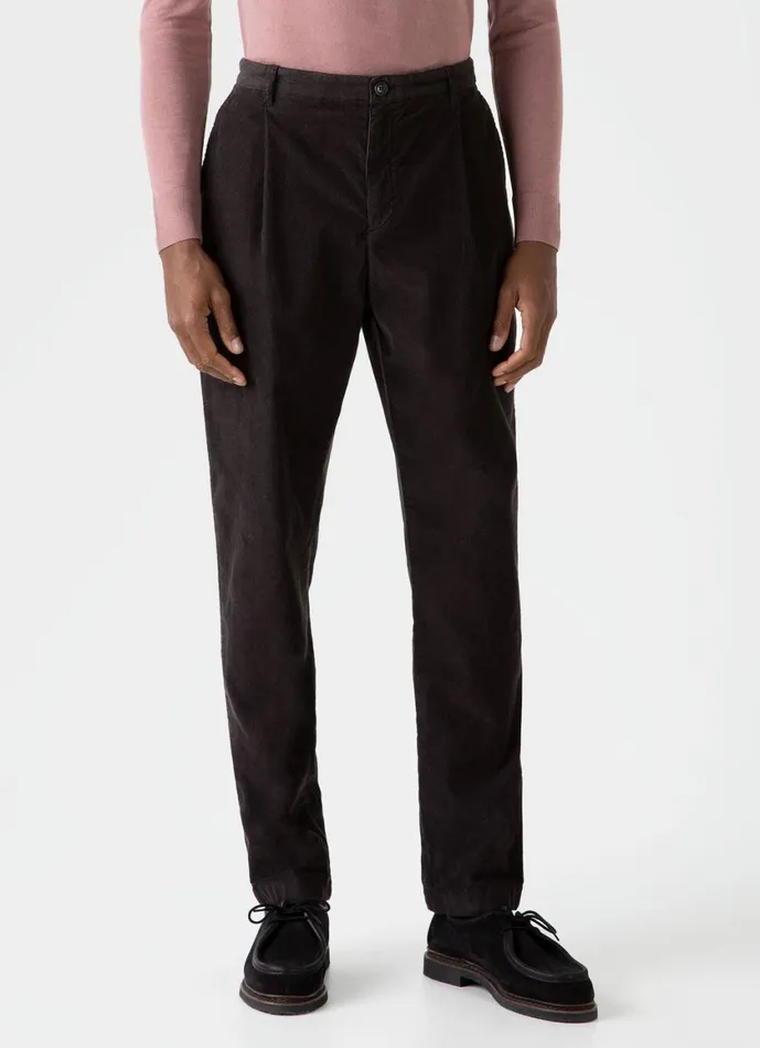 Pleated Corduroy Trouser Coffee Men SUNSPEL Pants