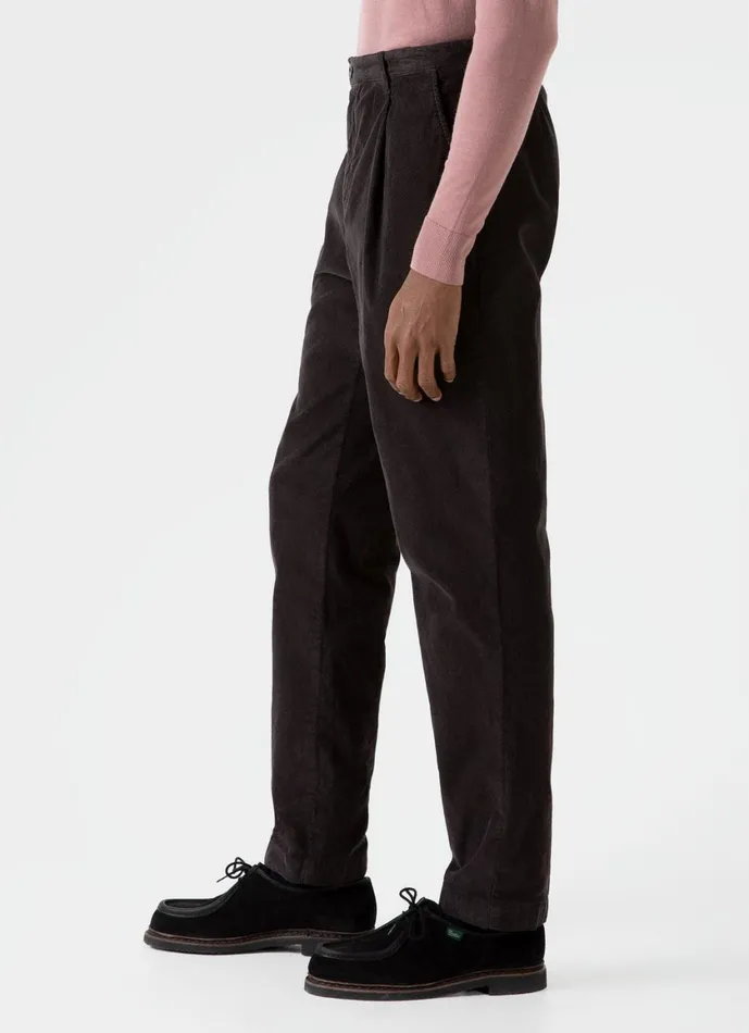 Pleated Corduroy Trouser Coffee Men SUNSPEL Pants