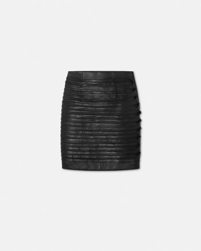 Plong Leather Pencil Skirt Black Women Versace Skirts