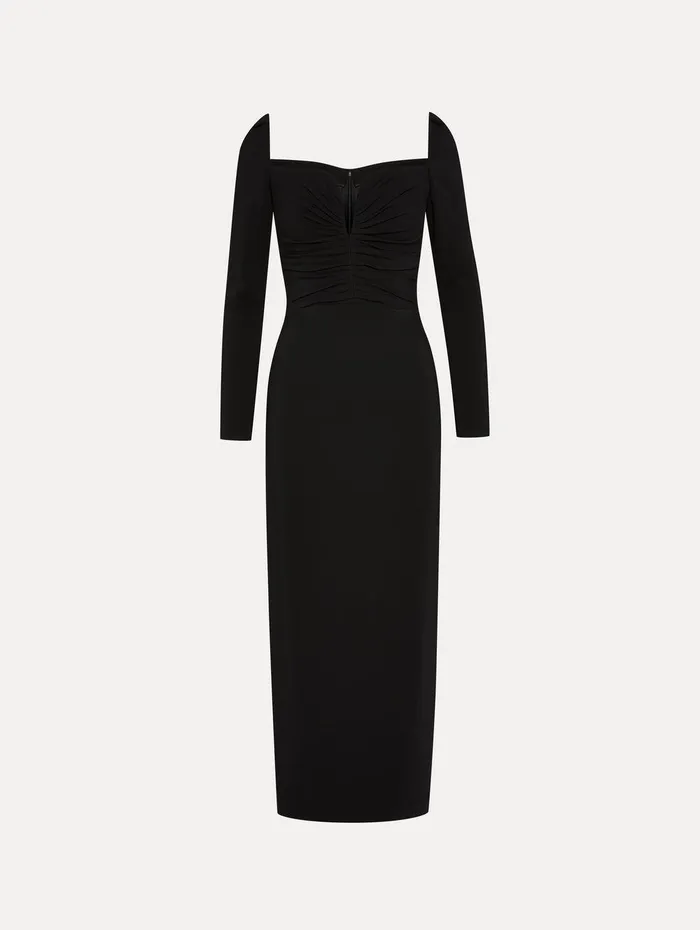 Plunging Sweetheart Cocktail Dress Black Women Oscar De La Renta Dresses