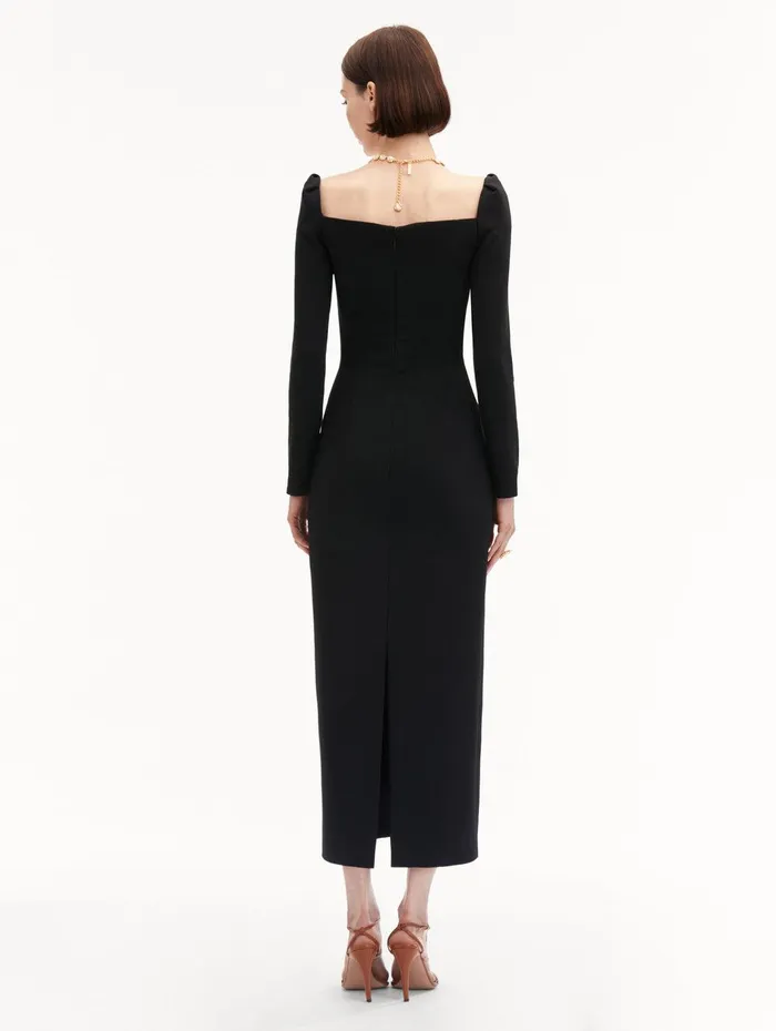 Plunging Sweetheart Cocktail Dress Black Women Oscar De La Renta Dresses