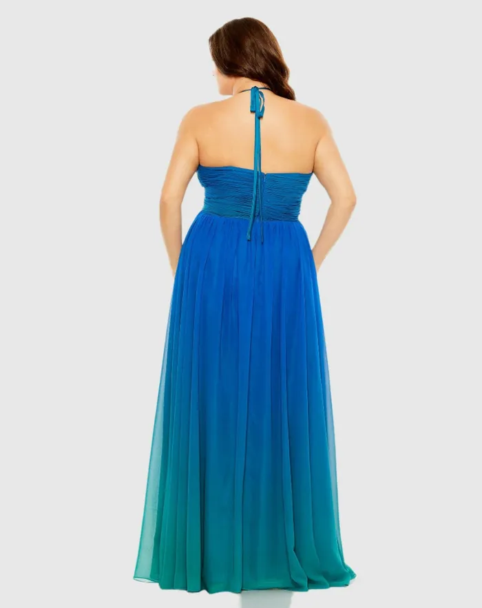 Plus Size Dresses Mac Duggal Women Halter Ruched Ombre Gown Plus Ocean Ombre Plus Size Dresses Mac Duggal Women Halter Ruched Ombre Gown Plus Ocean Ombre
