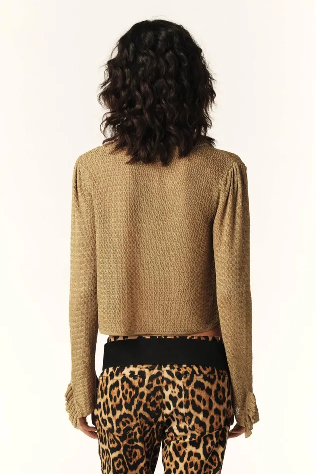 Pointelle Knit Cardigan Cathy Black Women Baandsh Sweaters and Cardigans