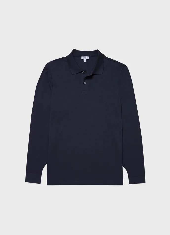 Polo Shirts Long Sleeve Piqu Polo Shirt Navy 8211 ussunspel Men
