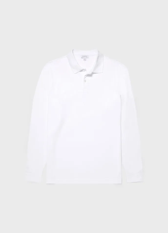 Polo Shirts Long Sleeve Piqu Polo Shirt White 8211 ussunspel Men