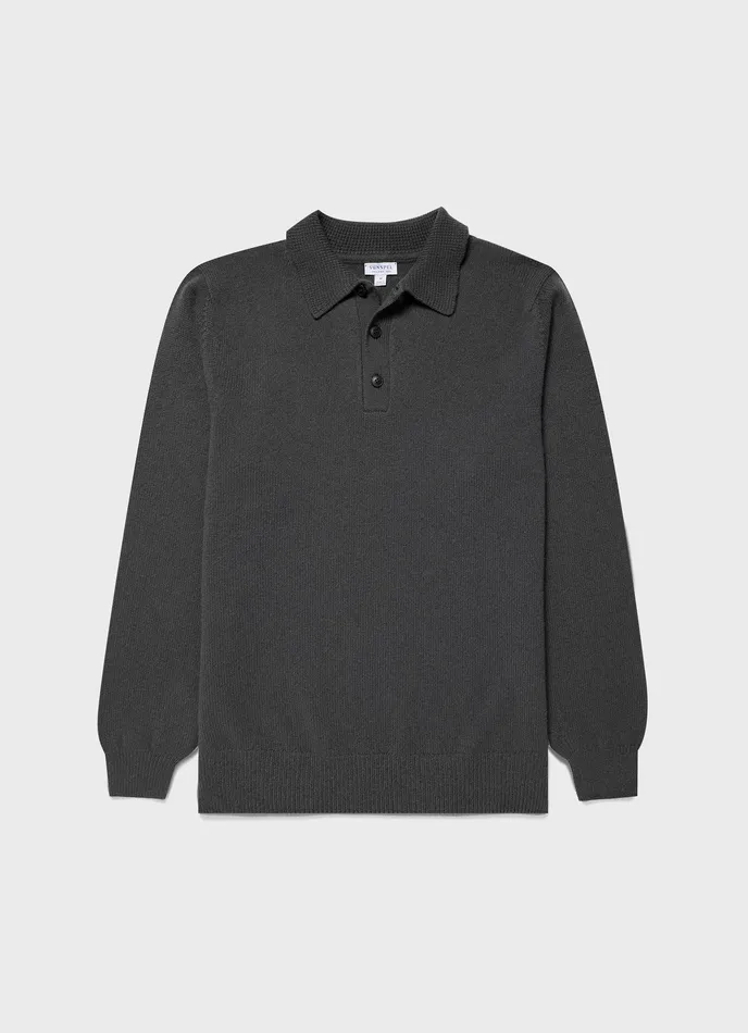 Polo Shirts Men Lambswool Polo Shirt Drill Green ussunspel