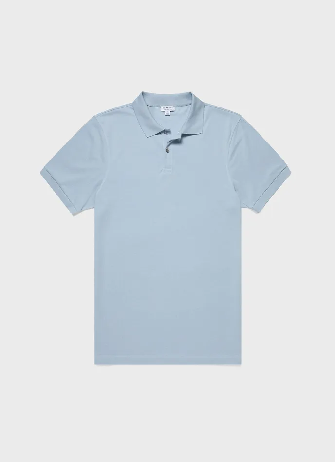 Polo Shirts ussunspel Men Piqu Polo Shirt Blue Mist