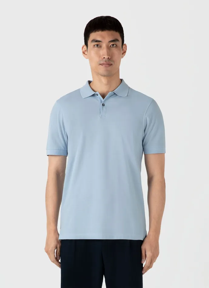 Polo Shirts ussunspel Men Piqu Polo Shirt Blue Mist Polo Shirts ussunspel Men Piqu Polo Shirt Blue Mist