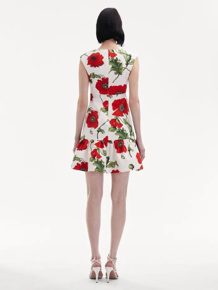 Poppy Cotton Cloqu Dress White Red Women Oscar De La Renta Dresses Poppy Cotton Cloqu Dress White Red Women Oscar De La Renta Dresses