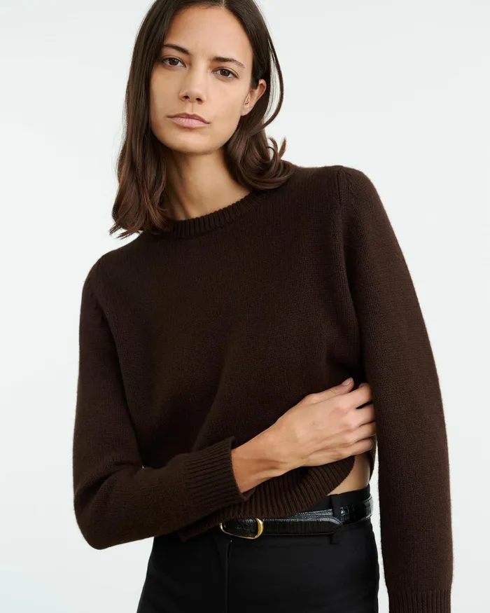 POPPY SWEATER Espresso Women Nili Lotan Knits and Sweaters