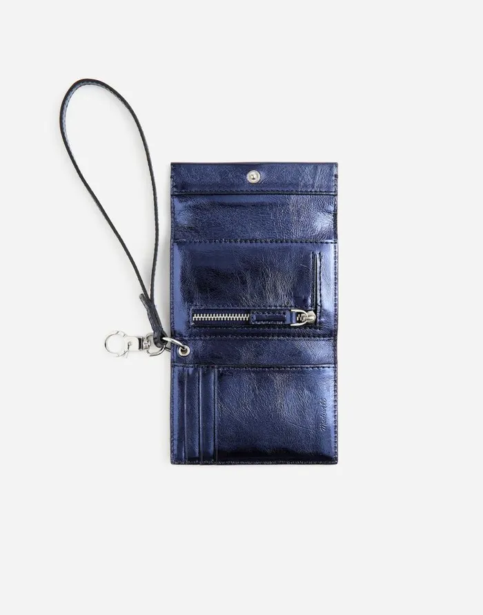 Pouches and Wallets Women Madewell Card Case Wristlet Navy Metallic