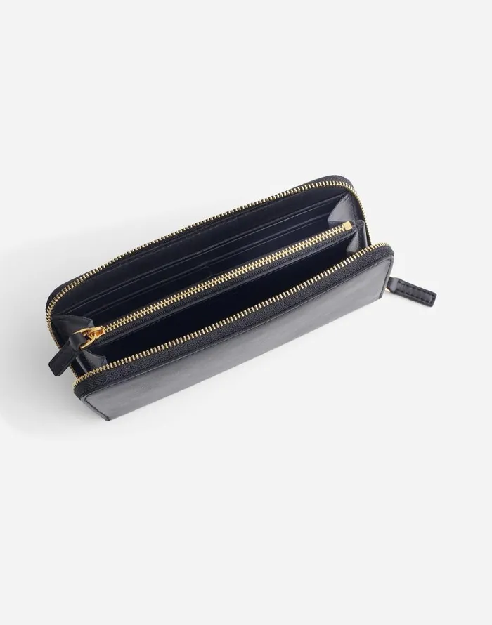 Pouches and Wallets Women Madewell The Essential Continental Zip Wallet In Leather True Black