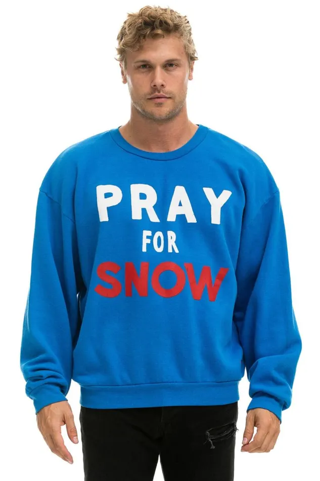 Pray For Snow Relaxed Crew Sweatshirt 8211 Ocean WomenMen Aviator Nation Sweatshirts