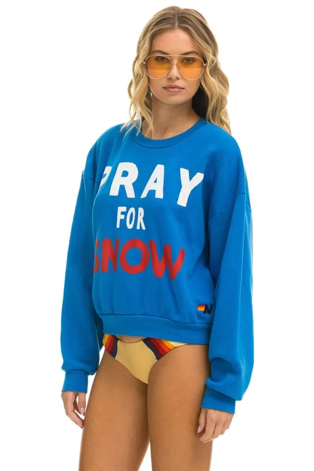 Pray For Snow Relaxed Crew Sweatshirt 8211 Ocean WomenMen Aviator Nation Sweatshirts